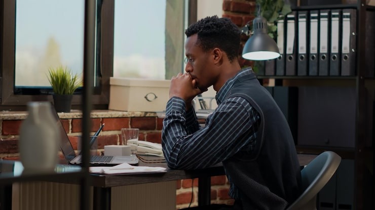 Man thinking about how to improve customer service