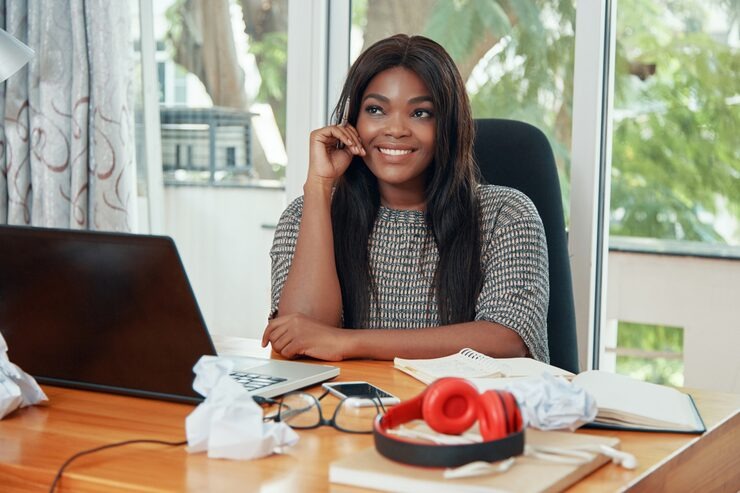 Businesswoman at her desk