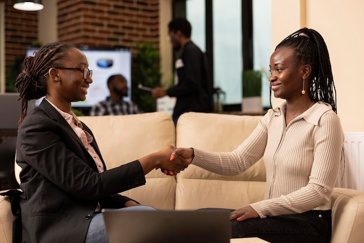 A woman ensuring a good customer experience